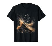 Mountain Biker Jumping Over Ramp with Dust Clouds T-Shirt