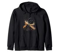 Mountain Biker Jumping Over Ramp with Dust Clouds Zip Hoodie