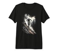Mountain Biker Racing Downhill in Action Premium T-Shirt