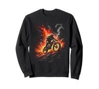 Mountain Biker Riding Through Flames and Smoke Sweatshirt