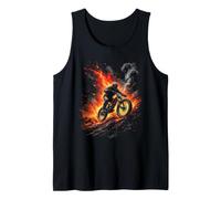 Mountain Biker Riding Through Flames and Smoke Tank Top
