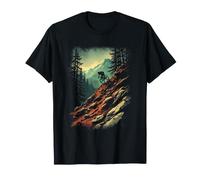 Mountain Biker Silhouette in Scenic Landscape T-Shirt