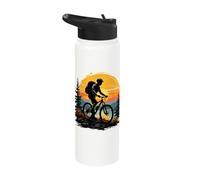 Mountain Biker Sunset Adventure Journey Stainless Steel Insulated Water Bottle