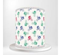 Mountain Bikes Bicycles Green Blue Cyclists Sport MBX Wrap Around Print A4 Edible Paper Icing Sheet Cake Topper Side Ribbon Border Decor for Personalised Themed Decorations