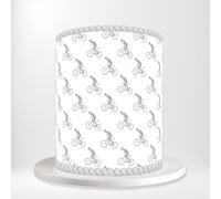 Mountain Bikes Bicycles Grey Cyclists Sport MBX Wrap Around Print A4 Edible Paper Icing Sheet Cake Topper Side Ribbon Border Decor for Personalised Themed Decorations