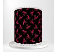 Mountain Bikes Bicycles Pink Cyclists Sport MBX Wrap Around Print A4 Edible Paper Icing Sheet Cake Topper Side Ribbon Border Decor for Personalised Themed Decorations