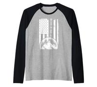 Mountain Bikes USA Flag MTB Mountain Biking Cycling Bicycles Raglan Baseball Tee