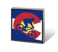 Mountain Biking Colorado Flag Square Badge Pin Metal Memorial Brooch Button Lapel Pins for Backpack Wedding