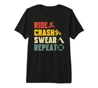 Mountain Biking Funny Ride Crash Swear Repeat Humor Premium T-Shirt