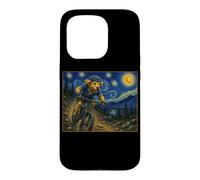 Mountain Biking Golden Retriever Art Dog on Bike Trail Case for iPhone 15 Pro