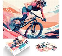 Mountain Biking IllustrationJigsaw Puzzles for Adults 1000 Pieces Hands-on Game is ideal as a gift for the whole family 38x26cm