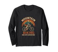 Mountain Biking Retro Adventure Graphic Long Sleeve T-Shirt