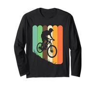 Mountain Biking Silhouette Retro Style Long Sleeve T-Shirt