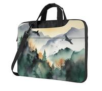 Mountain Birds Watercolor Laptop Bag 13-15.6Inch, 360° Protective Laptop Sleeve Case Shockproof Messenger Shoulder Bag Waterproof Computer Case Carrying Cover Briefcases for Men Women