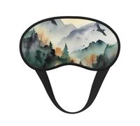 Mountain Birds Watercolor Sleep Mask for Side Sleeper Soft Breathable Sleeping Eye Mask Blackout Silk Eye Sleep Shade Cover with Elastic Strap Night Blindfold for Women Men Travel Nap