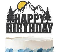 Mountain Birthday Cake Topper - Glitter Mountain Climbing Party Decorations for Birthday Party Supplies
