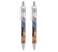 Mountain Bison Cow Grand Teton National Park Retractable Ballpoint Pen Black Ink Ball Point Pen Work Pens 2 PCS