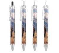 Mountain Bison Cow Grand Teton National Park Retractable Ballpoint Pen Black Ink Ball Point Pen Work Pens 4 PCS