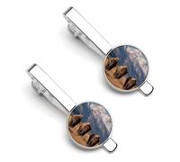 Mountain Bison Cow Grand Teton National Park Tie Clips for Men Necktie Tie Clip Tie Bars for Business Wedding Gifts 5.5x2.2cm