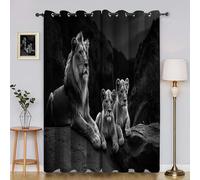 Mountain Blackout Curtains for Bedroom Lion 3D Print Pattern Eyelet Thermal Insulated Bedroom Curtains for Boys Girls 2 x 46W x 72H inYI3633