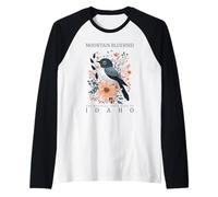 Mountain Bluebird Idaho Official State Bird Art Raglan Baseball Tee