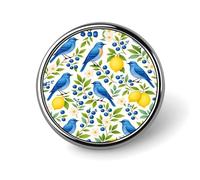 Mountain Bluebird Lemon Bird Pattern Badge Round Badge Pin Button Lapel Pin Print Brooch Gifts for Men Women 1 Inch