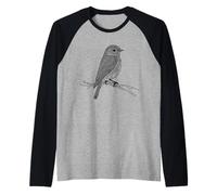 Mountain Bluebird Line Art Birdwatcher Raglan Baseball Tee