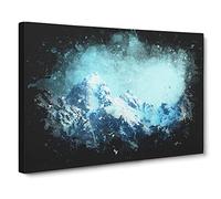Mountain Blues Paint Splash Canvas Print | Gallery Wrapped 30mm Frame Wall Art | 20x14 inches | Ready to Hang | Modern Landscape Picture | Living Room Bedroom Lounge Office