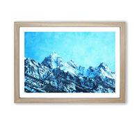 Mountain Blues Painting Framed Print | A2 Oak Framed Wall Art | Ready to Hang | Modern Landscape Picture | Living Room Bedroom Lounge Office
