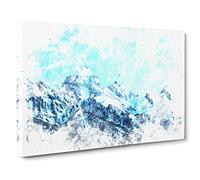Mountain Blues Watercolour Canvas Print | Gallery Wrapped 30mm Frame Wall Art | 20x14 inches | Ready to Hang | Modern Landscape Picture | Living Room Bedroom Lounge Office