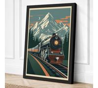 Mountain by Rail Vintage Canvas Wall Art Print 24x16 Inch (61 x 41 cm)