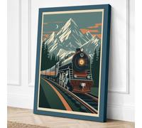 Mountain by Rail Vintage Canvas Wall Art Print 30x20 Inch