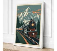 Mountain by Rail Vintage Canvas Wall Art Print 36x24 Inch