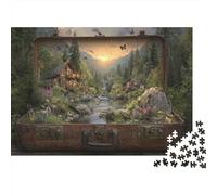 Mountain Cabin 1000 Piece Jigsaw Puzzles Mountain Valley Sunrise for Adult Educational Game Home Decoration Challenge High Difficulty Birthday Gifts 70x50cm/1000pcs