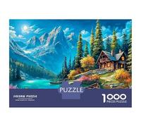 Mountain Cabin 1000 Pieces Thick Cardboard Mountain Lake & Cabin Puzzle Teens Stress Relief Mindfulness Travel Compact Gift for Teen Fans 70x50cm/1000pcs