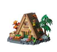 Mountain Cabin Building Bricks Set, 721 PCS Micro Bricks Architecture Set, Wooden Forest House Block Toy, Mini Wood Cabin Micro Building Set, Mini Brick Construction Toy Gif