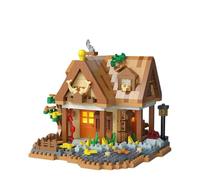 Mountain Cabin Building Bricks Set, 860 PCS Micro Bricks Architecture Set, Wooden Forest House Block Toy, Mini Wood Cabin Micro Building Set, Mini Brick Construction Toy Gif