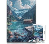 Mountain Cabin by The Lake 1000 Piece Jigsaws Learning Game for Skill Practice Thoughtful Gift for Happy Moments Size 38x26cm