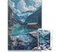 Mountain Cabin by The Lake 1000 Pieces Puzzles for Adults Playful Learning Cognitive Activity for Joyful Surprises Size 50x75cm