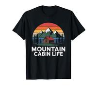 Mountain Cabin Life Fireplace Cozy Winter Scene Retreat T-Shirt