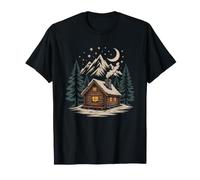 Mountain Cabin Life Winter Snow Pine Trees Cozy Retreat T-Shirt