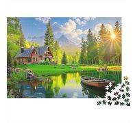 Mountain Cabin Retreat 1000 Piece Jigsaw Puzzle Cognitive Development Party Puzzle Game Cosy Night In Sturdy Paper 52x38cm/1000pcs