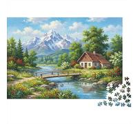 Mountain Cabin Scene_1 1000pc Jigsaw Puzzle for Adults Cosy Night In Stress Relief Puzzle Brain Teaser Eco-friendly 52x38cm/1000pcs