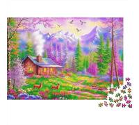 Mountain Cabin Scene 1000 Piece Jigsaw Puzzle Mountain Cabin Deer for Adult Educational Games Beautiful Decoration Challenge High Difficulty Male And Female Birthday 70x50cm/1000pcs Gifts