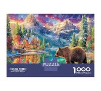 Mountain Cabin Scene 1000Piece JigsawPuzzlesGrizzly Lake KidsforAdult Challenging Brainteasing Age12+byth EducationalGames Brainteasing Adults Jigsaw Puzzle 70x50cm/1000pcs