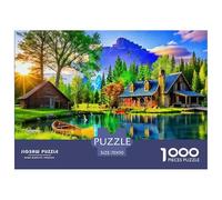 Mountain Cabin Scenery Jigsaw Puzzle 1000 Pieces Adults Gift Idea Entertainment Relax Thick Sturdy Materials Poster 70x50cm/1000pcs