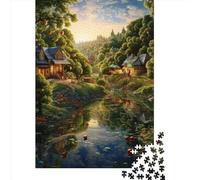 Mountain Cabin Wooden Jigsaw Puzzles 1000 Pieces Jigsaw Creative Rectangular Large Family Puzzle Game Artwork for Adults Teens 1000pcs (75x50cm)