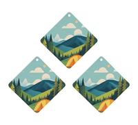 Mountain Camping Car Air Freshener, 3 Pcs Rhombus Hanging Air Freshener Cards, Long Lasting Fragrance Scented Cards for Car, Home, Office White-style