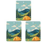 Mountain Camping Car Air Freshener, 3 Pcs Square Hanging Air Freshener Cards, Long Lasting Fragrance Scented Cards for Car, Home, Office White-style