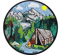 Mountain Camping Patch Weatherproof Embroidered sew-on Image Save The World Outdoor Badge Friends of Nature Environmental Protection Fabric Applique to Iron on All Fabrics - 80X80 mm